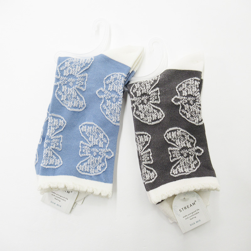 STREAM シルクMIX トリ柄クルーソックス